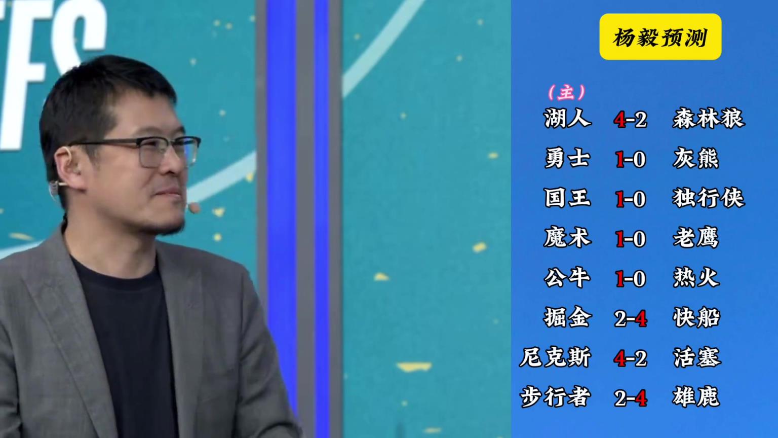 明燈來(lái)了！看看楊毅的季后賽預(yù)測(cè)：湖人4-2狼 快船4-2掘金